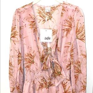 Anthem Long Sleeve Bow-Tie Front Frill Dress Lily Print